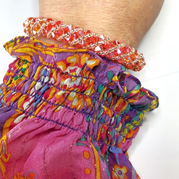 Orange Peach Bracelet Preciosa Crystal Russian Spiral Bracelet Bracelet - Picture 6 of 13